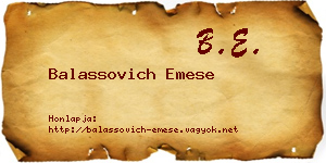 Balassovich Emese névjegykártya